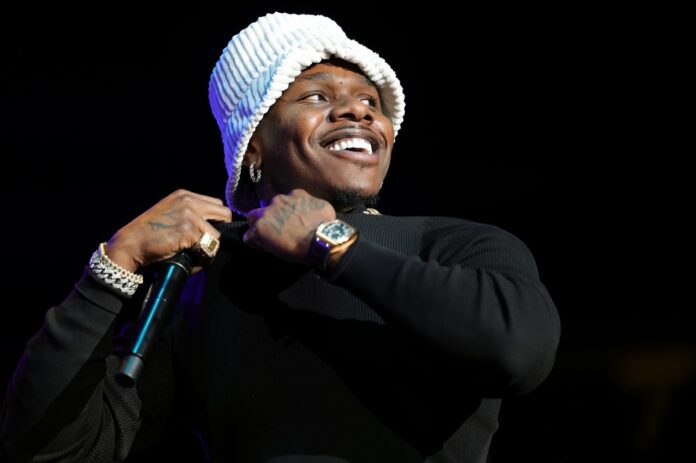 DaBaby performs during iHeart Powerhouse 105.1 at Prudential Center on October 28, 2023 in Newark, New Jersey.