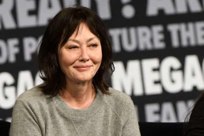 Shannen Doherty speaks during a Q&A session at MegaCon Orlando 2024.